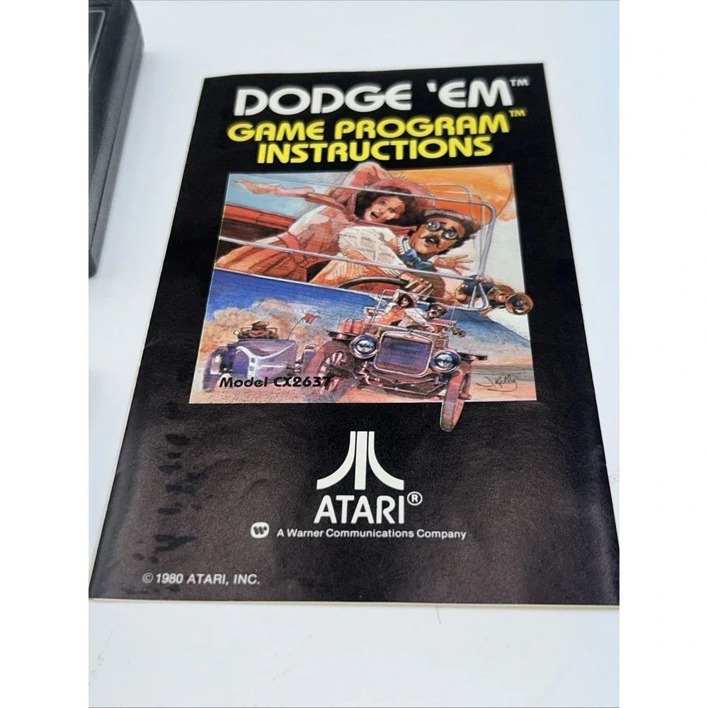 Dodge 'Em ATARI 2600 Game Cartridge W/ Instruction Booklet & Game Program Combat